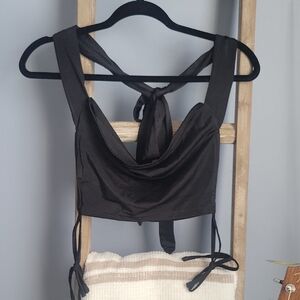 SHEIN Black Tie-Back Crop Top